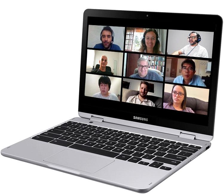 Chromebook showing video conference
